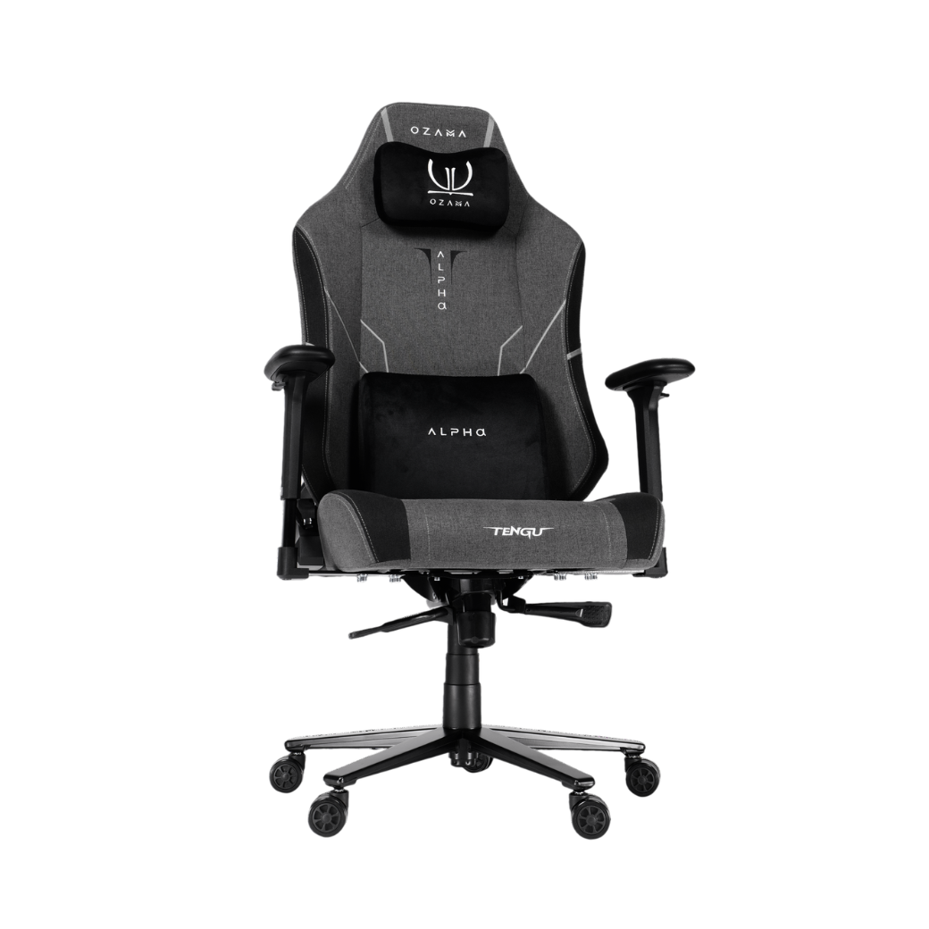 บัลลังก์เกมมิ่ง OZAMA ภายใต้แบรนด์ TENGUGAMINGGEARS รุ่น ALPHA FABRIC (CH-APT-F-BK) สีดำ เบาะผ้า_0